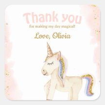 Marca de favor Aniversário do Unicorn pastel doura