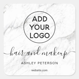 Adesivo Quadrado Marca de logotipo simples, maquiagem de cabelo