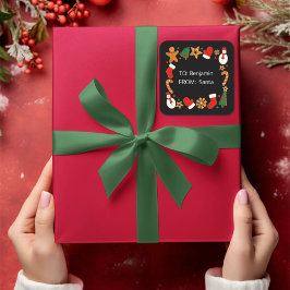 Adesivo Quadrado Marca de presente de Natal Personalizado com Espír