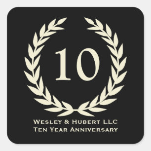 Adesivo Quadrado Marca negra do aniversário de 10 anos