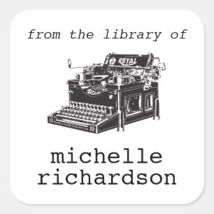 Adesivo Quadrado Marcador de máquina de escrever antigo