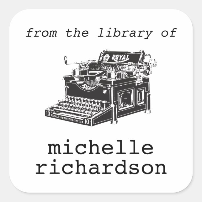 Adesivo Quadrado Marcador de máquina de escrever antigo (Frente)