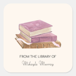 Adesivo Quadrado Marcador Personalizado da Pilha de Livro