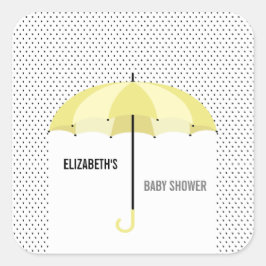 Adesivo Quadrado Marcadores de presente de Chá de Bebê Guarda-Chuva
