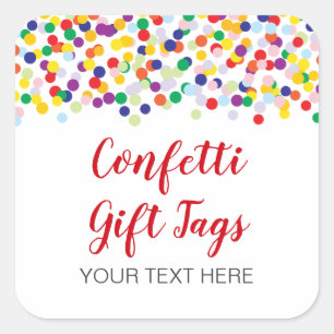 Adesivo Quadrado Marcas de Confetti Coloridas para Chás e Favoritos