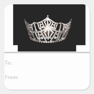 Adesivo Quadrado Marcas de presentes da Miss América Silver Crown P