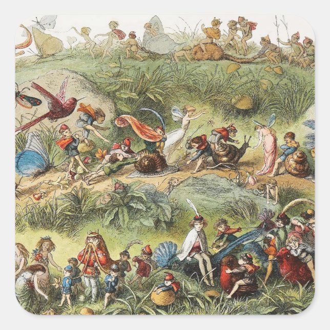 Adesivo Quadrado Marcha Triunfal do Rei Elfo, Fadas, Goblins (Frente)