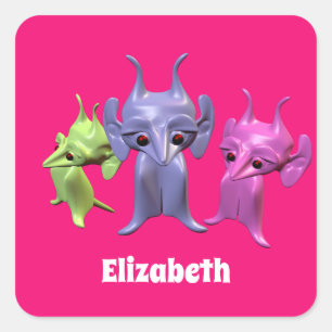 Adesivo Quadrado Marciano pequenos, personalizados para crianças