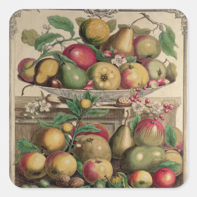 Adesivo Quadrado Março, de doze meses de Fruta (Frente)