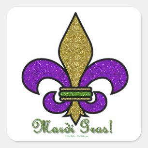Adesivo Quadrado Mardi Gras Colorido Fleur De Lis