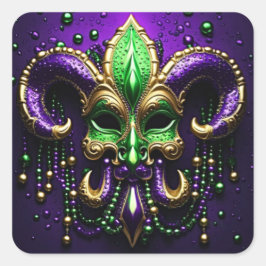 Adesivo Quadrado Mardi Gras Fleur De Lis Design