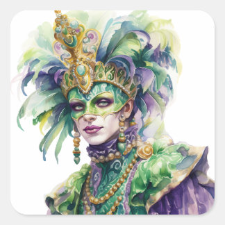 Adesivo Quadrado Mardi Gras Jester Sticker