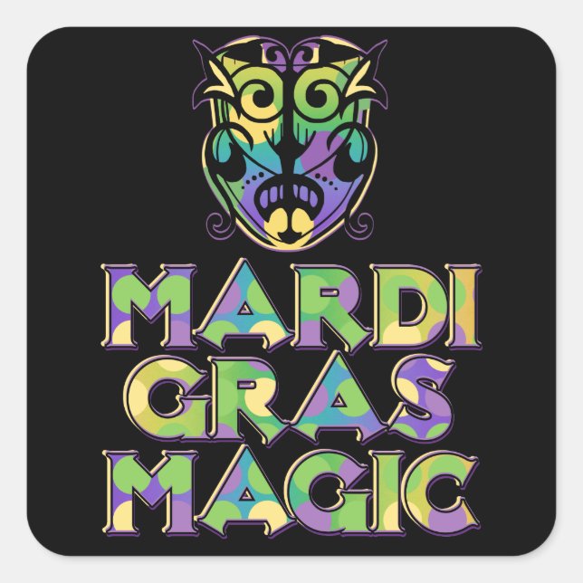 Adesivo Quadrado Mardi Gras Magic Mask (Frente)