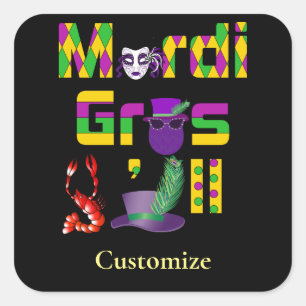 Adesivo Quadrado Mardi Gras Y'all Thunder_Cove