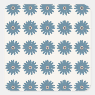 Adesivo Quadrado Margarida Azul e Creme