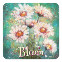 Margaridas Floral Impressionista Azul Personalizad