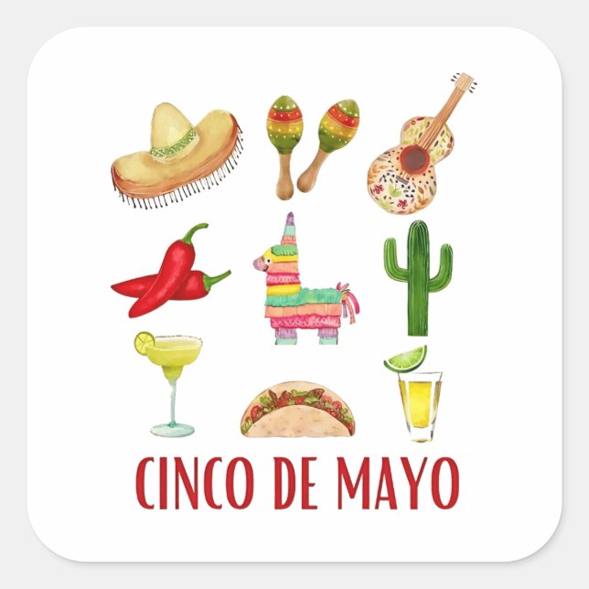 Adesivo Quadrado Margarita E Arco Coquette Cinco De Mayo (Frente)