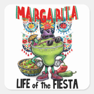 Adesivo Quadrado Margarita Life of the Fiesta, Cinco de Mayo