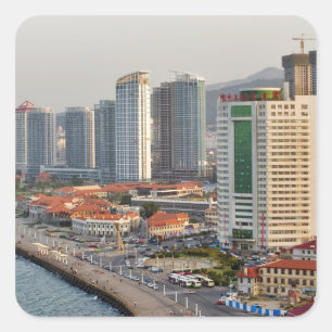 Adesivo Quadrado Margem com a silhueta da cidade de Yantai, Shandon