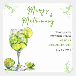 Adesivo Quadrado Margs & Matrimony Cocktail Chá de Noiva Obrigado