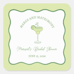 Adesivo Quadrado "Margs & Matrimony" Limão Margarita Chá de Noiva