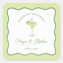 Adesivo Quadrado "Margs & Matrimony" Simple Lime Margarita Wedding