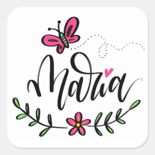 Adesivo Quadrado Maria, carta-mão