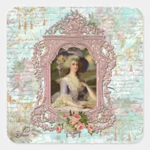 Adesivo Quadrado Marie Antoinette em quadro rosa