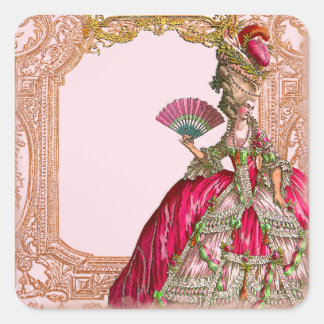 Adesivo Quadrado Marie Antonieta no quadro do Rococo Rosa Quente