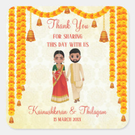 Adesivo Quadrado Marigold garlands sinalizou com o casamento Tamil 