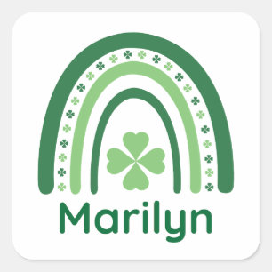 Adesivo Quadrado Marilyn Nome Clover Boho Rainbow