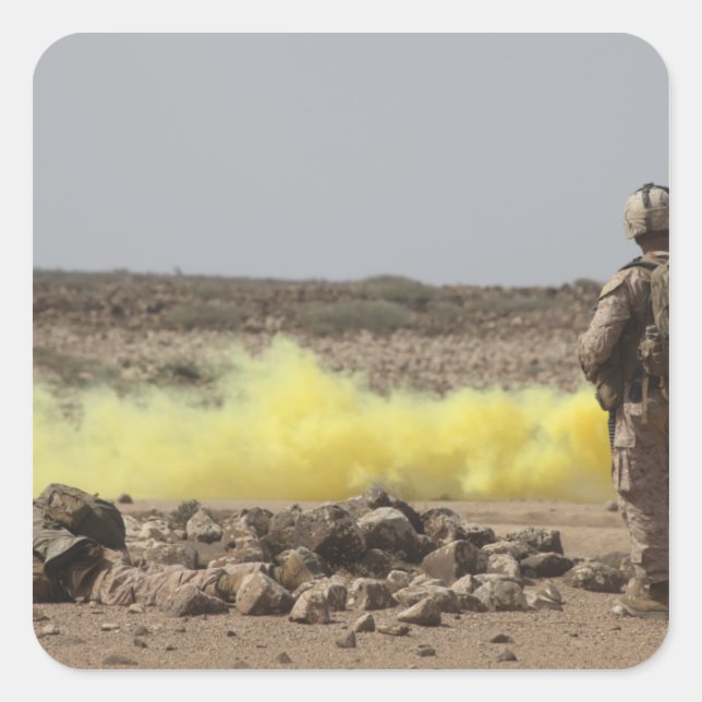 Adesivo Quadrado Marines dão segurança (Frente)