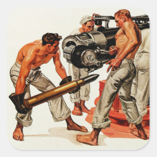 Adesivo Quadrado Marinheiro Caça Carregando a Grande Arma