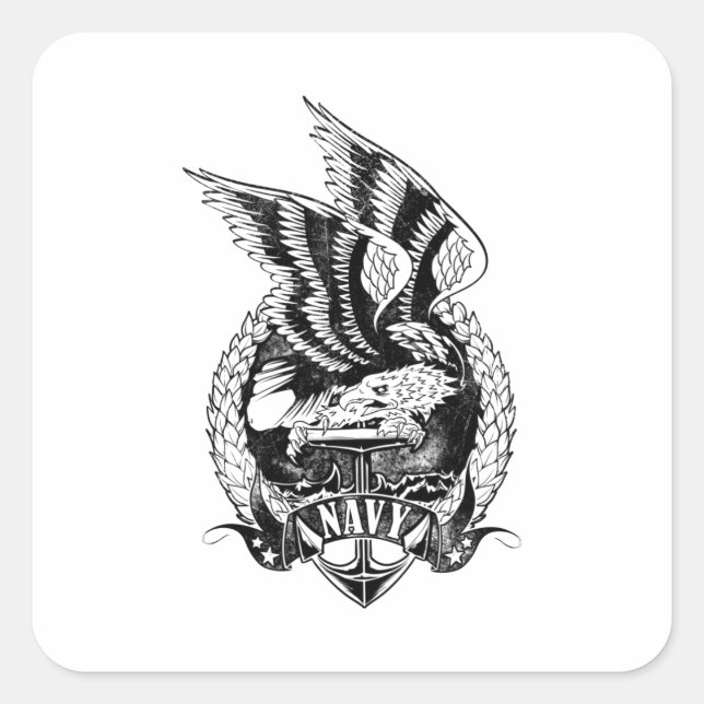 Adesivo Quadrado Marinho americano emblem rosa (Frente)