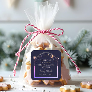 Adesivo Quadrado Marinho Arco-Íris Místico Azul Sol Lua Estrelas Ca