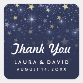 Adesivo Quadrado Marinho Azul Branco e Estrelas Douradas Casamento 