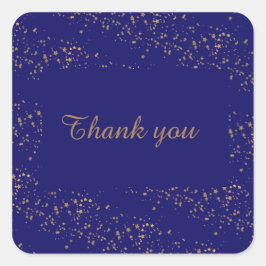 Adesivo Quadrado Marinho azul com estrelas douradas aniversário dup