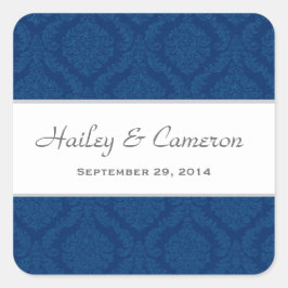 Adesivo Quadrado Marinho azul de dois tons Casamento tema damasco V