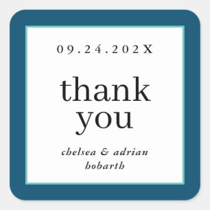 Adesivo Quadrado Marinho Blue Border Simple Weding Favor