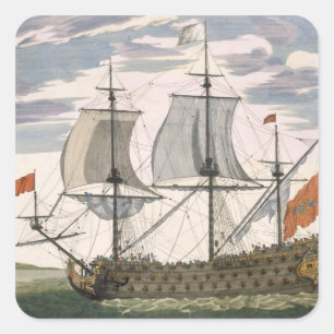 Adesivo Quadrado Marinho Britânico: um navio de primeira classe voa