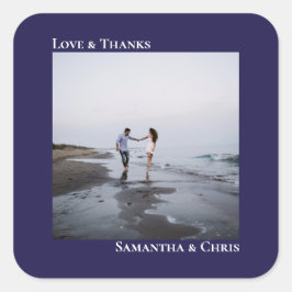 Adesivo Quadrado Marinho de Foto Simples Blue Love & Obrigado Wedin