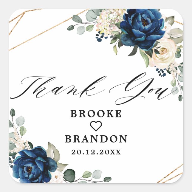 Adesivo Quadrado Marinho Dourado Champanhe Branco Casamento Geométr (Frente)