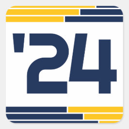 Adesivo Quadrado Marinho e Dourada Classe de Graduação '24