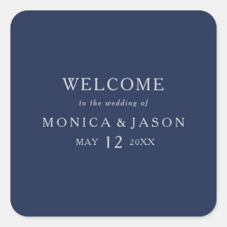 Adesivo Quadrado Marinho mínimo clássico azul | Boas-vindas ao Silv