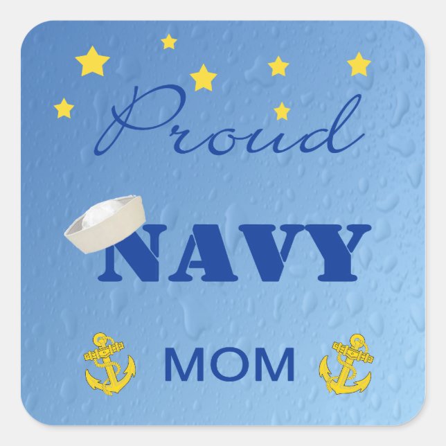 Adesivo Quadrado Marinho orgulhoso da mamãe Stickers (Frente)