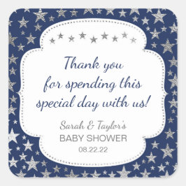 Adesivo Quadrado Marinho Silver Twinkle stars obrigado a favor