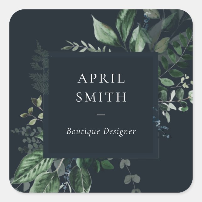 Adesivo Quadrado Marinho Verde Moderno Folhagem Tropical Fern (Frente)