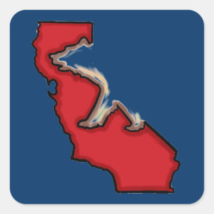 Adesivo Quadrado Marinho vermelho Símbolo de urso do Estado Cali