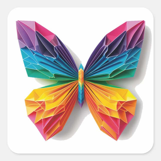 Adesivo Quadrado Mariposa de origami multicolor (Frente)