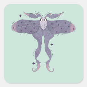 Adesivo Quadrado Mariposa Roxa Caprichosa com Faíscas de Estrela